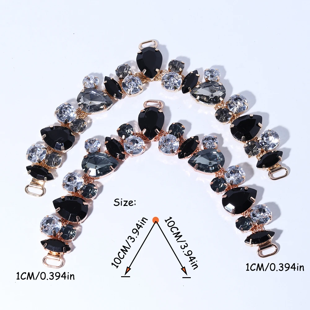 2Pcs Ladies Sandal Beach Slider Decorate Chain DIY Garment Sewing Accessory Metal Acrylic Rhinestone Bikini Connector Buckles