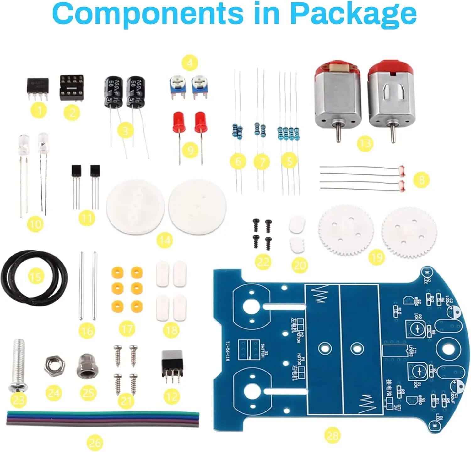 Oefen Solderen Leren Elektronica Kit Slimme auto Soldeerproject Kits Lijnvolgende robot Beginners DIY-elektronica