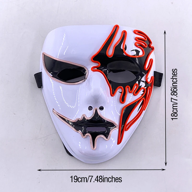 LED Hand-painted Hip-hop Mask Ghost Dance Glow Ghosts Dance Hip Hop Night Club Masquerad Halloween Carnival Night Flashing Mask