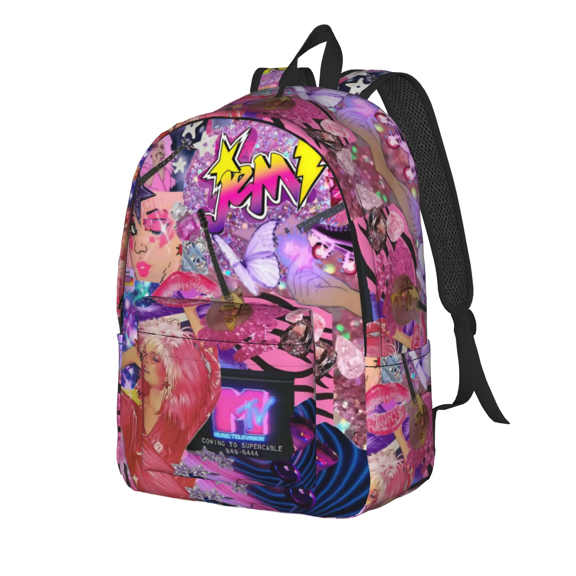 Jem And The Holograms Backpack for Men Women Cool High School Work Daypack  Laptop Shoulder Bag Sports