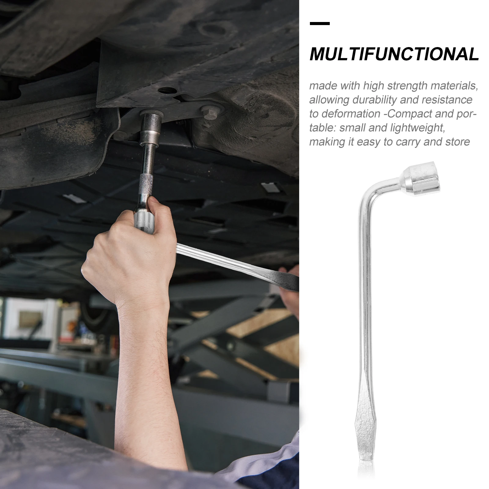 

L-Shaped Multifunctional Tire Wrench Kit For Car Truck Vehicle Repair With Hexagon Sockets Lug Nut Remover Wheel Changing Tool