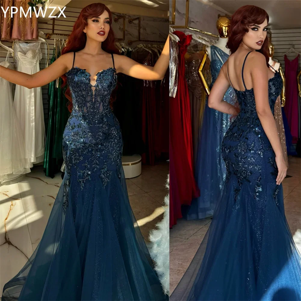 Customized Evening Dress Party Occasion Prom Gown Formal Dress YPMWZX Spaghetti Strap A-line Floor Length Skirts Draped Layered