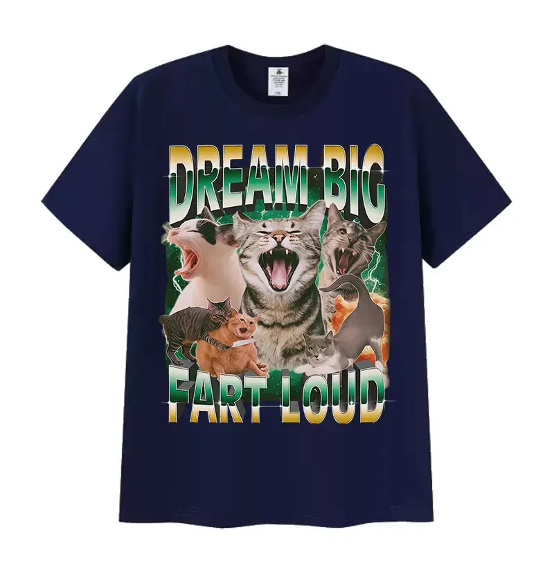 Camiseta Grafica femenina Dream Big ضرطة بصوت عال مضحك CAT Me camiseta الرجعية #6