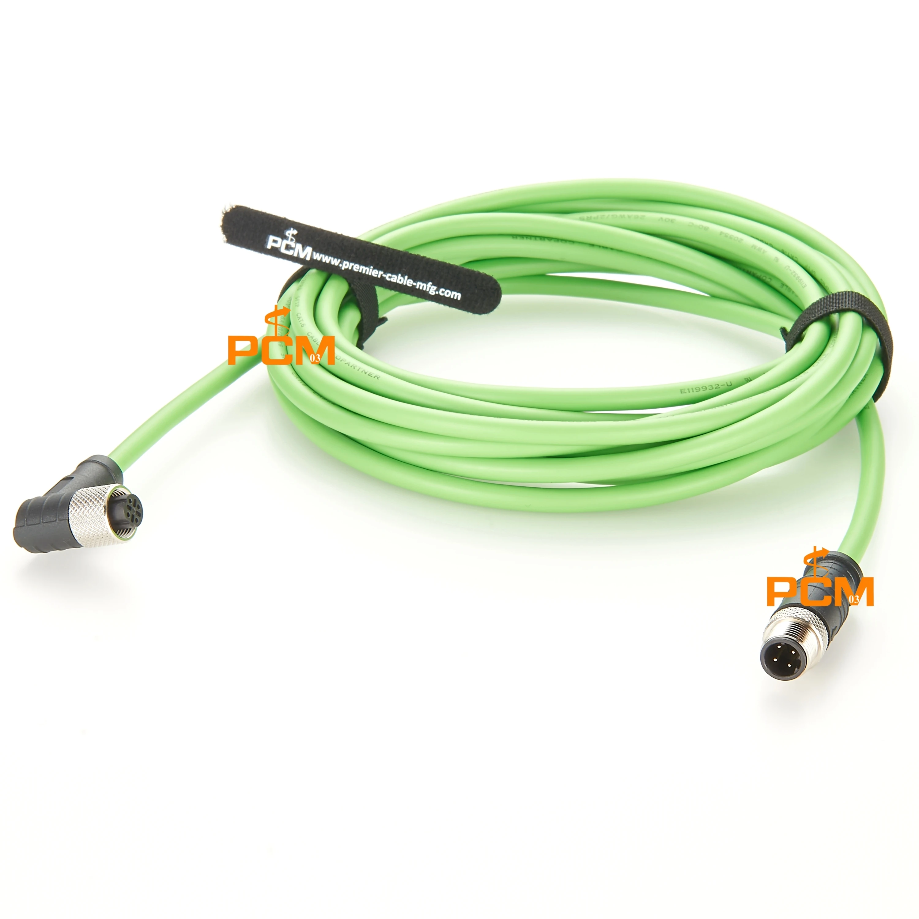 M12 D-type High Flexible Communication Line Male to right angle female Profinet Industrial Grade Ethernet Cord D Coding Cable