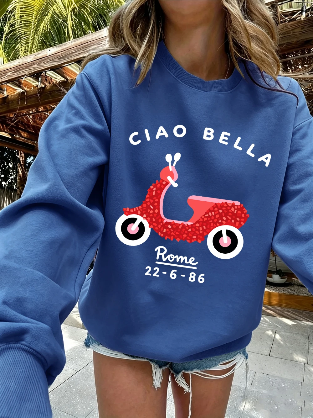 Ciao Bella Rome Bedruckte Sweatshirts für Damen, Winter-Fleece, warme Kapuzenpullover, Rundhalsausschnitt, lockere Pullover, Basics, sportliche Damenbekleidung – Detail 18