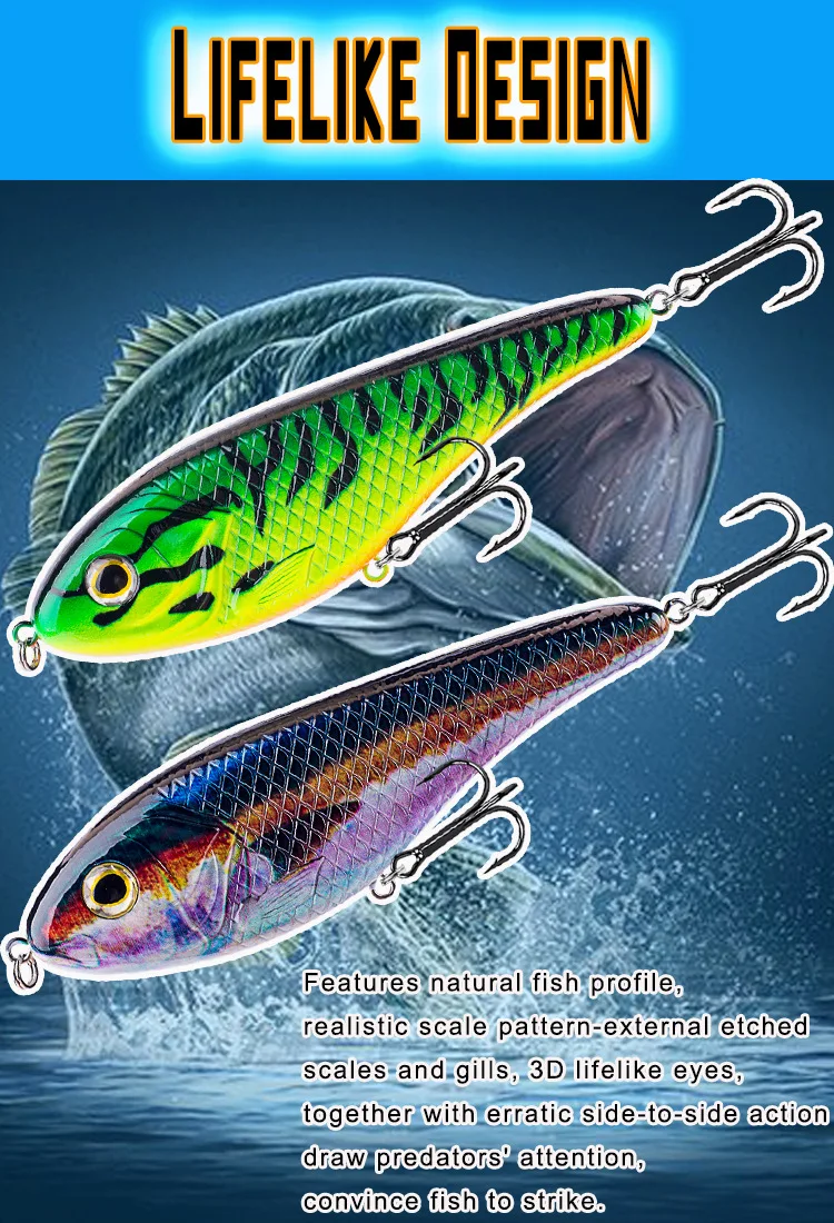 81g 150mm Großer Sinkender Jerkbait, Dynamischer S-Swim Hard Lure für Weite Würfe beim Süßwasser-Hechtangeln – Detail 2
