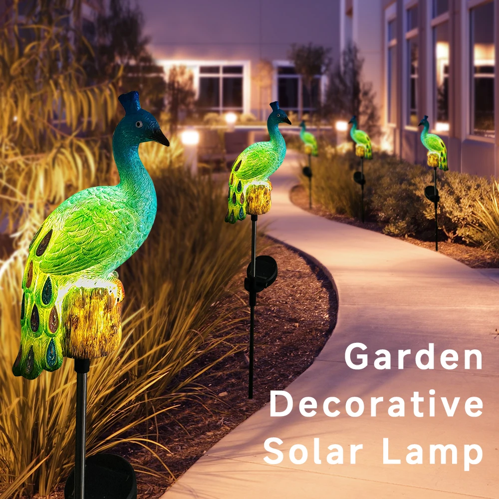 Animal Solar Garden Light Outdoor Yard Decoration Waterproof Statue Light Peacock Rabbit Elephant Turtle Banquet Party Decor