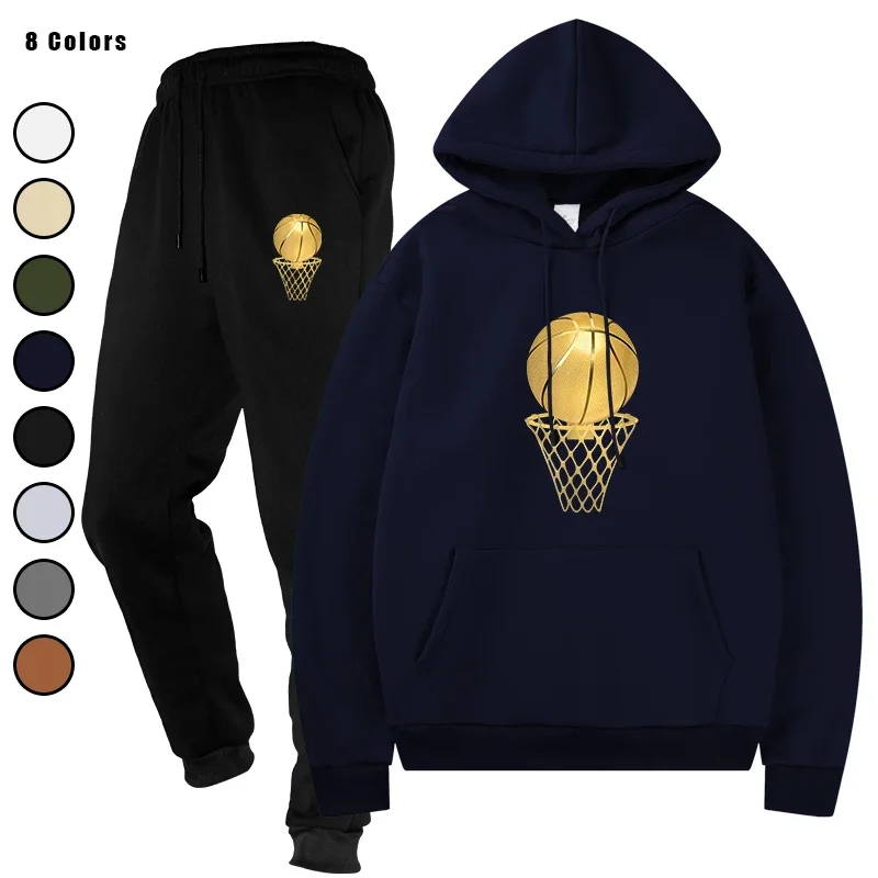 

Basic Fleece Hoodies And SweatPants Set Men's Jogging Sportswear Premium Fleece Unisex Track Suit Ensemble Training
