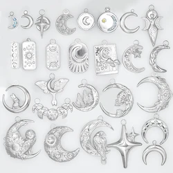 100% Stainless Steel Moon Pendants For Jewelry Making Supplies Various Luna Animal Wings Sun Star Eye Charms In Bulk Accessories