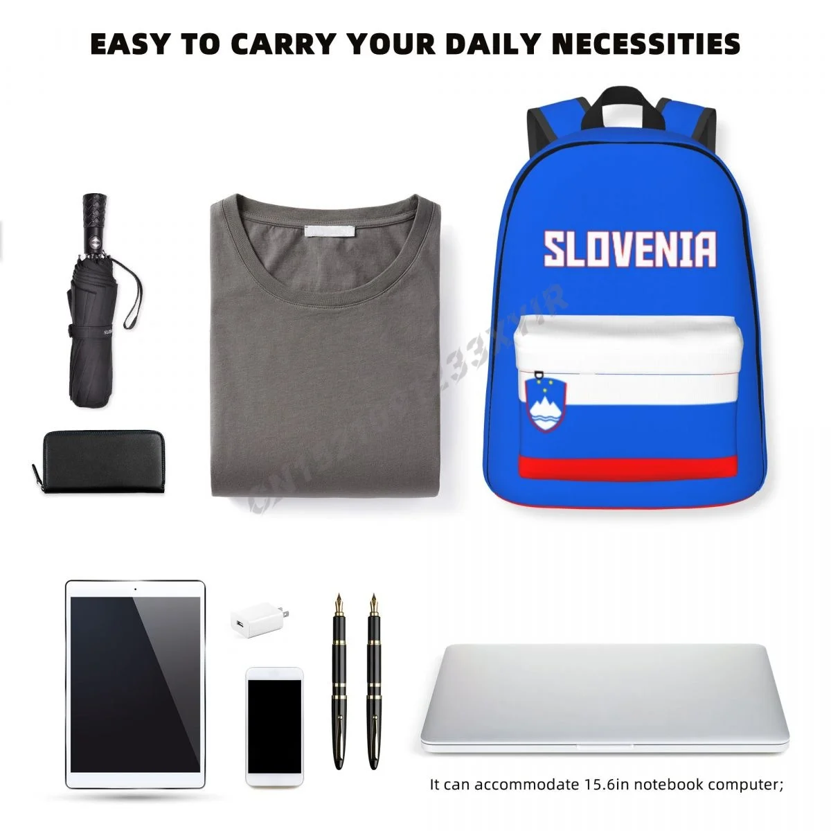 Unisex Backpack Slovenia Flag Slovenian Stitch Schoolbag Messenger Bag Case Laptop Travel Bag Mochila Gift