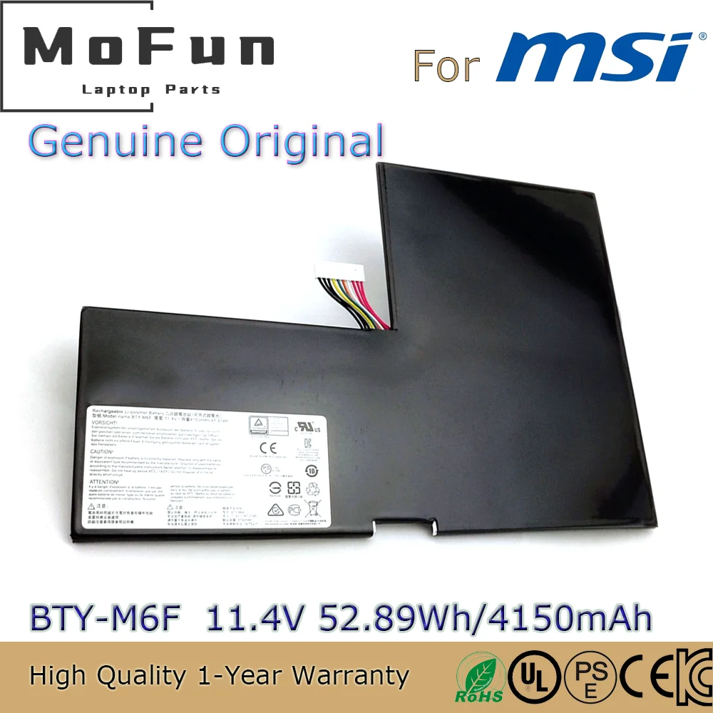 Brand New Original BTY-M6F 11.4V 52.89Wh Laptop Battery for MSI GS60 2PL 6QE 2PE 2QE 6QC PX60 2PC-010CN MS-16H2