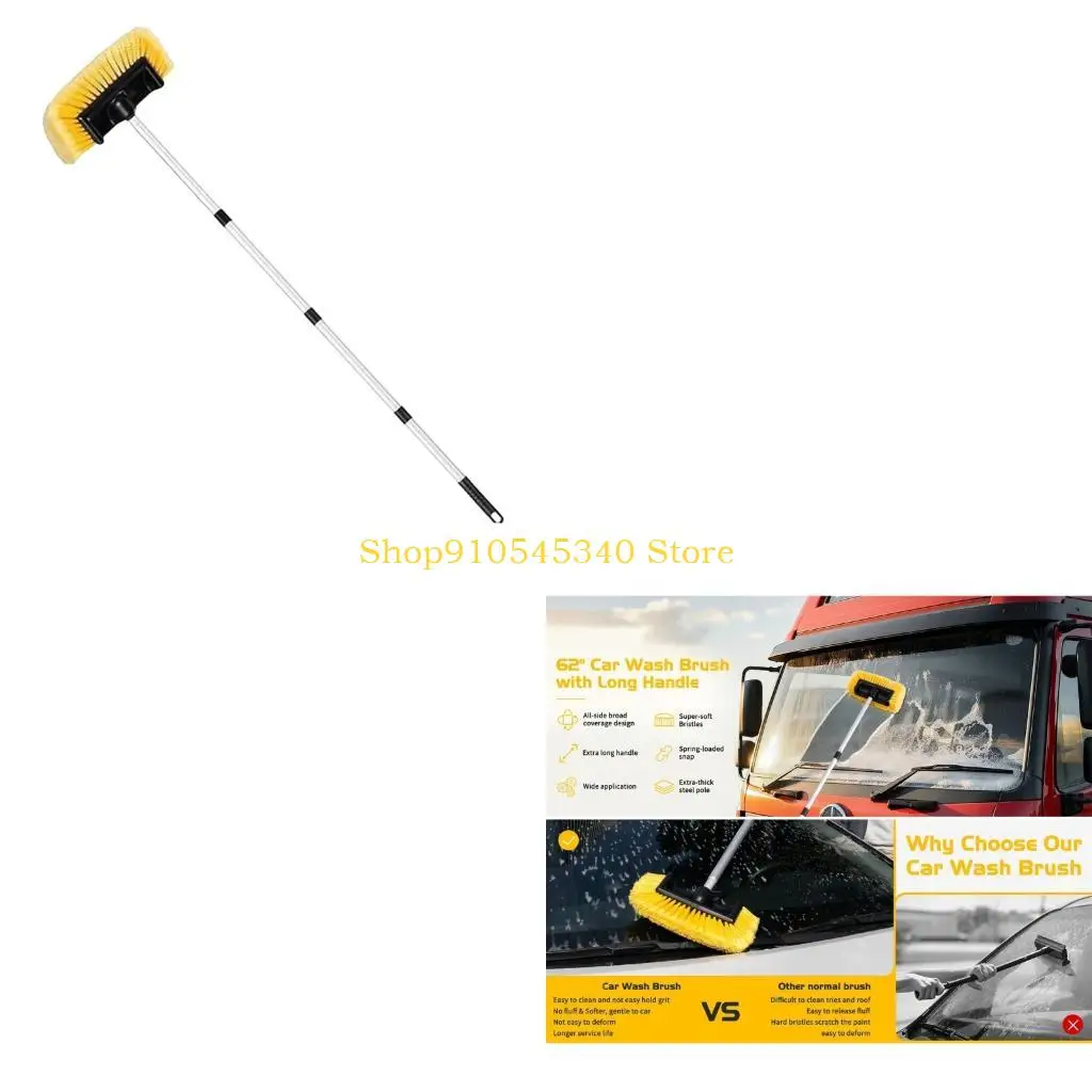 U2JA Extendable Handle Brush with Microfiber Duster Long Bristle Scrub Cleaning Mop For Vehicle Cleaning