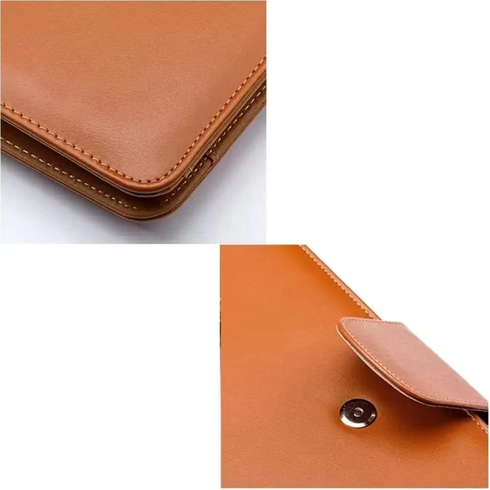 Aktentasche aus Leder im A4-Format, ausgestattet mit Taschenrechner und Stifthalter, professionelle Version, Aktentasche mit 4 Ringen, geeignet für verschiedene Orte