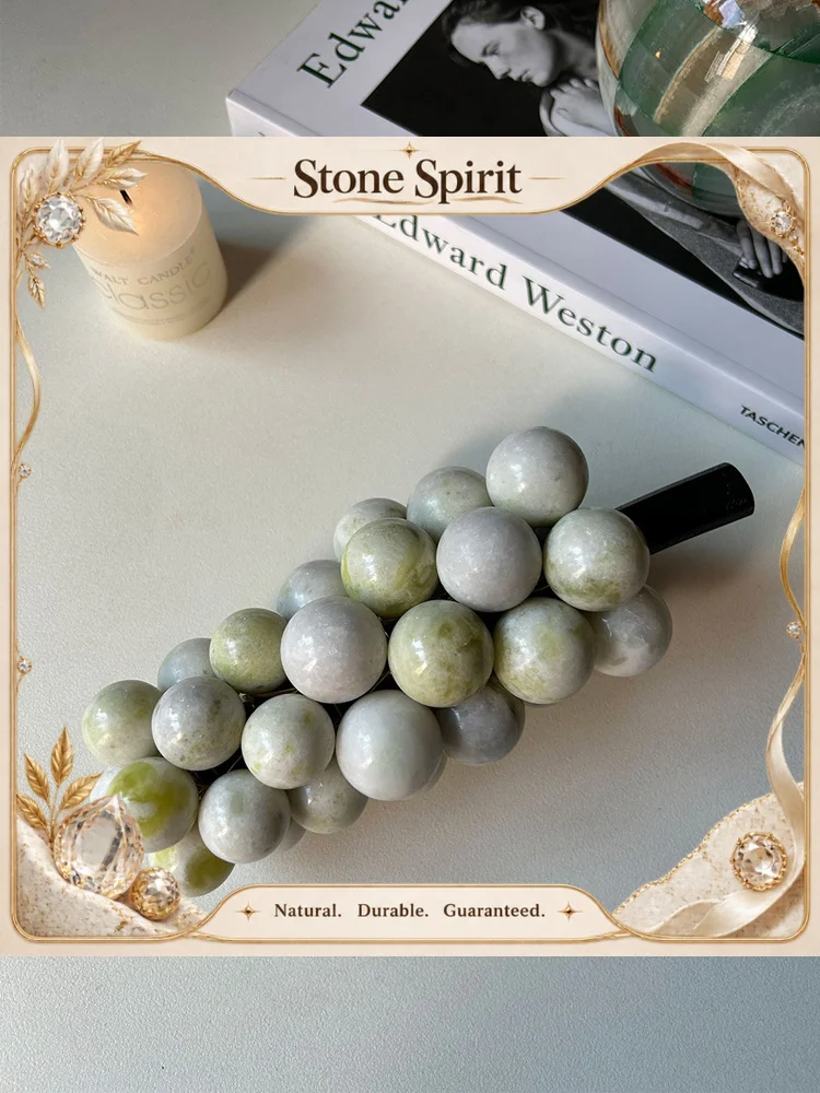 【Natural】Handmade Natural Marble Grapes Bunch Decorative Stone Ornaments for Home Bedroom Living Room Coffee Table Cabinet