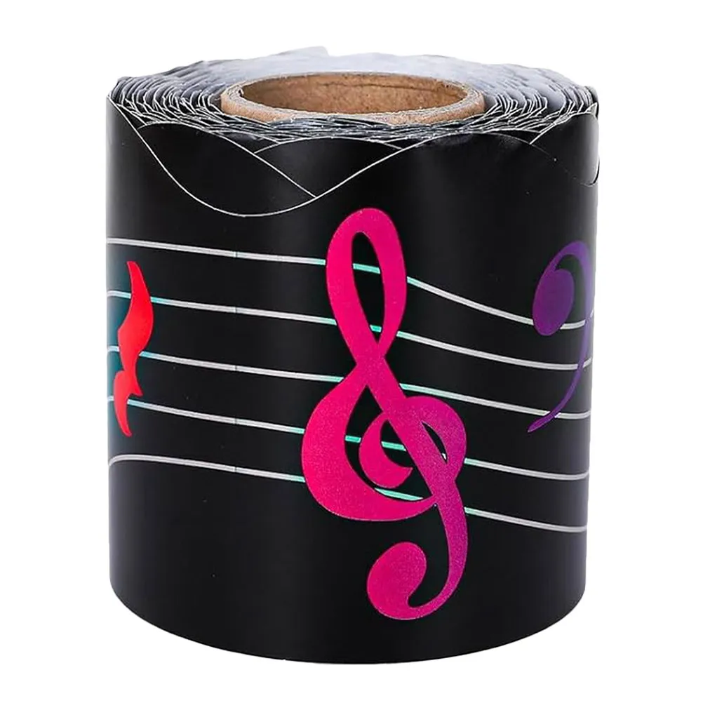 

1 Roll Musical Notes Border Sticker Adhesive Blackboard Trim for Classroom Bulletin Board Decor Music Theme Decoration