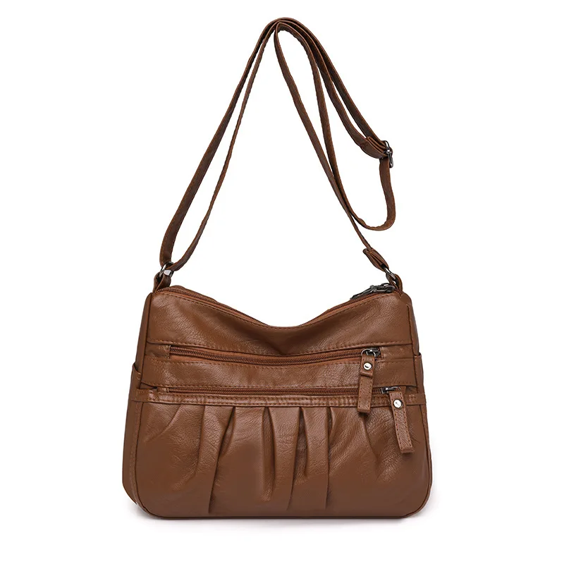 

Fashion multi-layer shoulder bag bag female 2025 new Korean version of the hundreds of pu soft leather diagonal cross-body bags