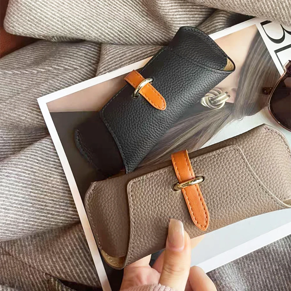 Luxus Leder Benutzerdefinierte Initialen Brillen Taschen Frau Tragbare Schutzhülle Reise Sonnenbrille Fall Gravieren Name Mode Kosmetik Tasche – Detail 10