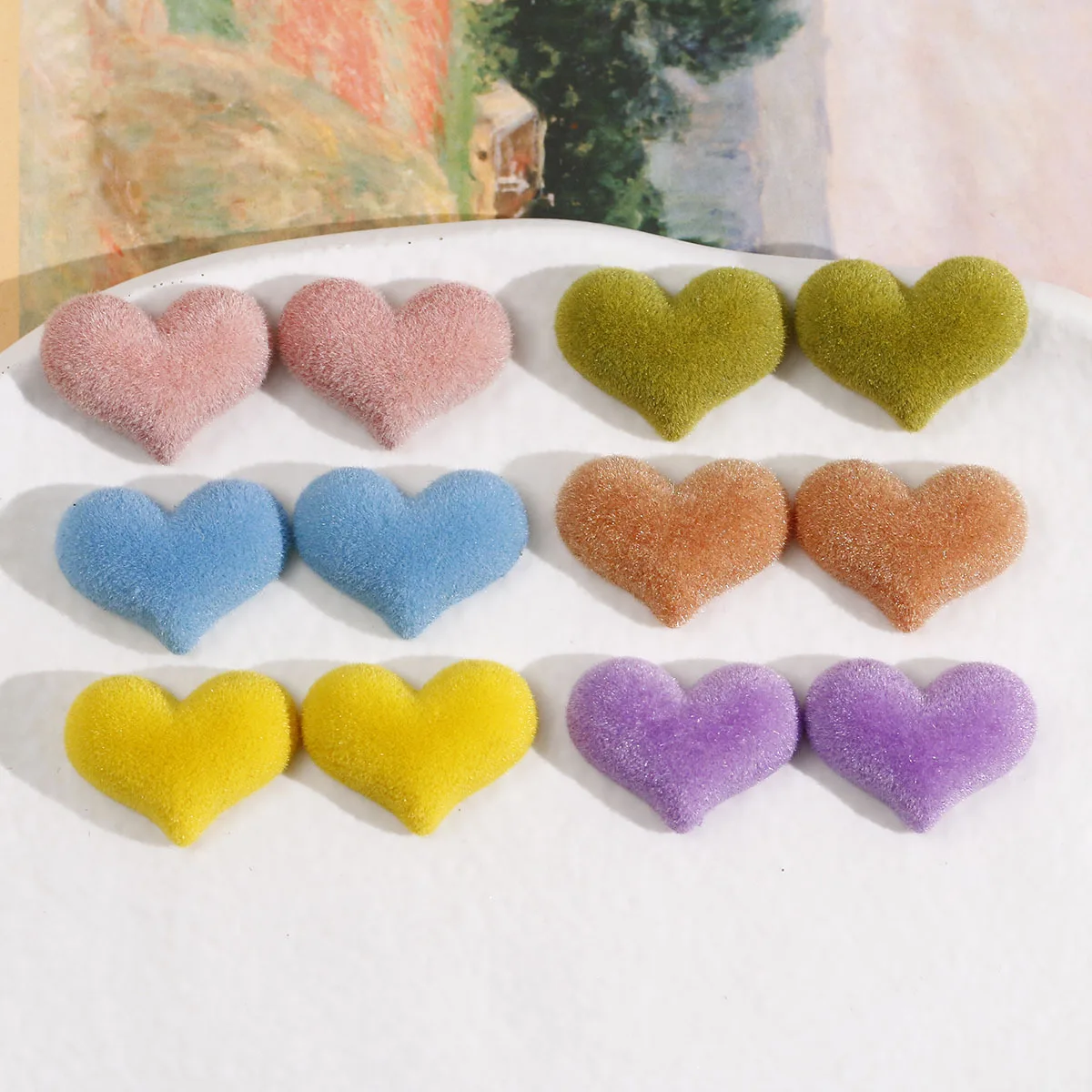 Wholesale 100pcs 20*15mm Wool Felt Velvet Style Flatback Resin Love Heart Cabochons Ornament Accessories Patch Sticker Beading