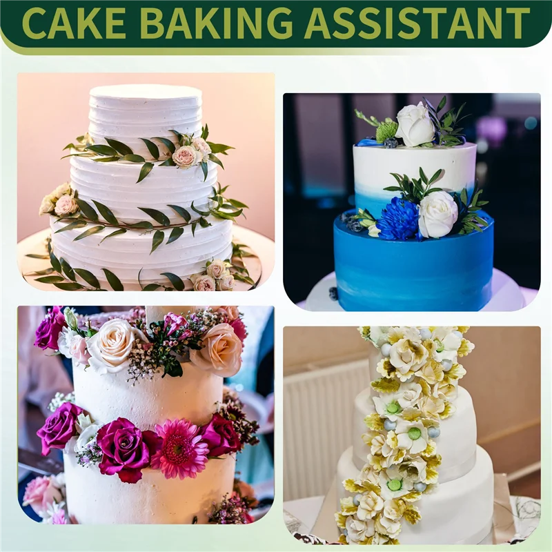 ELEG-ケーキサポート - ケーキスタンド18個パック、再利用可能なダボロッド、ケーキプレート3枚付きケーキサポート、多層ケーキ用