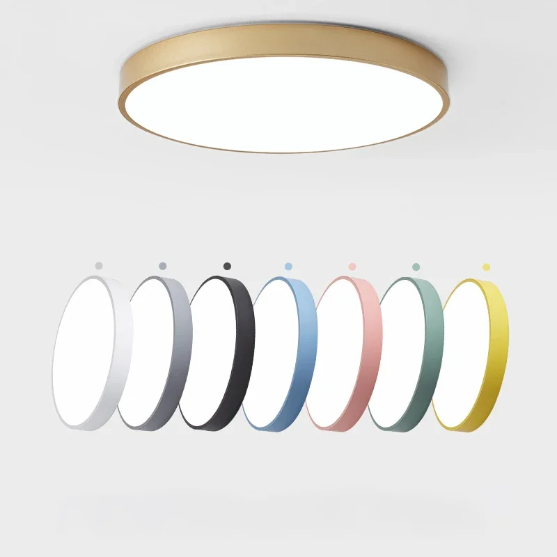 Modern Macaron Color LED Ceiling Lamp for Bedroom Living Dining Room Aisle Study Chandelier Indoor Home Decor Lighting Fixture