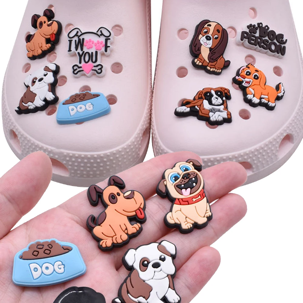 Wholesale 1pcs PVC Shoe Accessories for Crocs Charms Dog Badge Women Sandals Buckle Kids Pins Men Decoration Jeans Party Favors