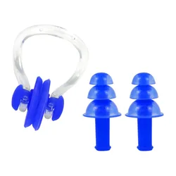 Tapones natación silicona impermeable con clip nariz