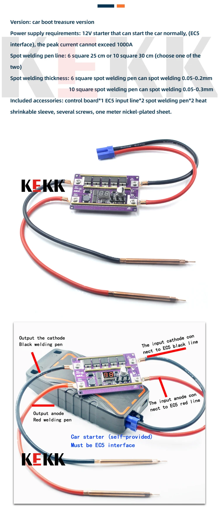 Tragbare 99 Gang 12 V DIY Punktschweißgerät Kit PCB Steuerplatine 18650 Batterie Punktschweißmaschine – Detail 8