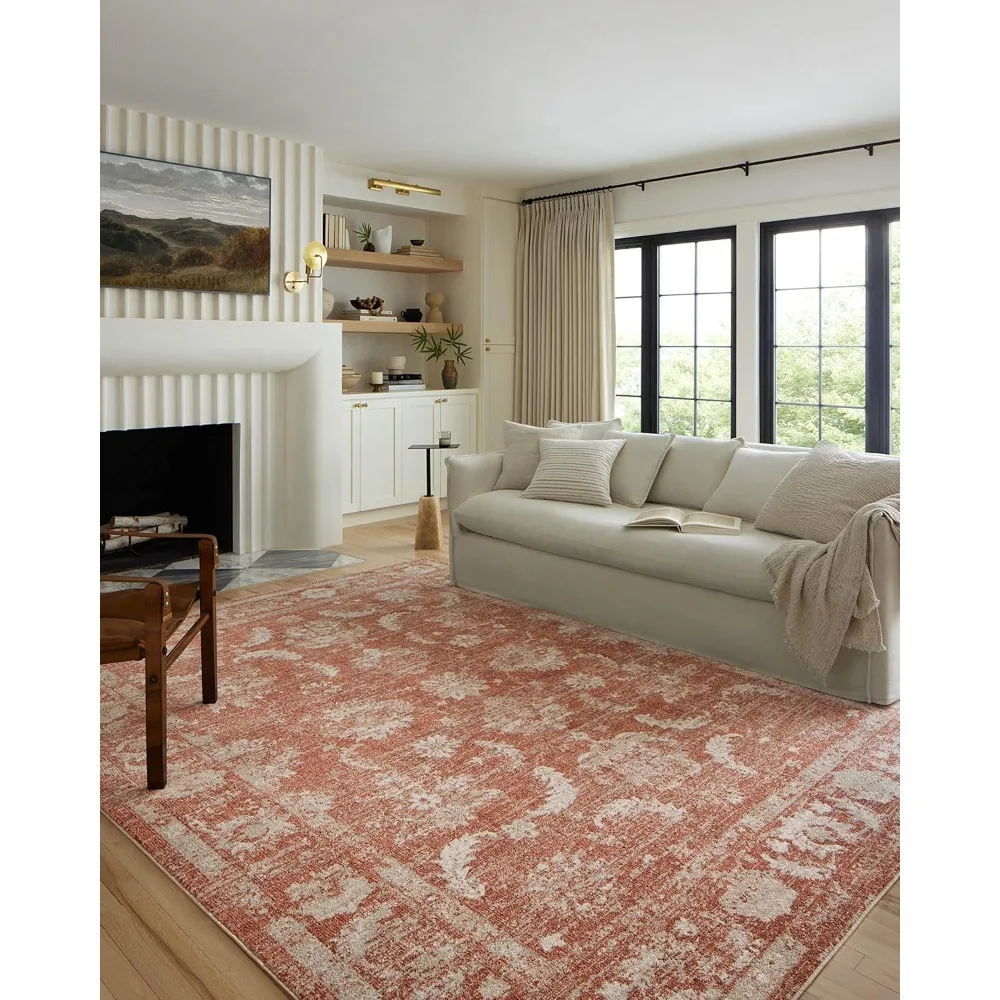 

Collection 5'-3" x 7'-9" Area Rug in Rust/Ivory - Designer Long Runner Rug, Neutral Runner Rug