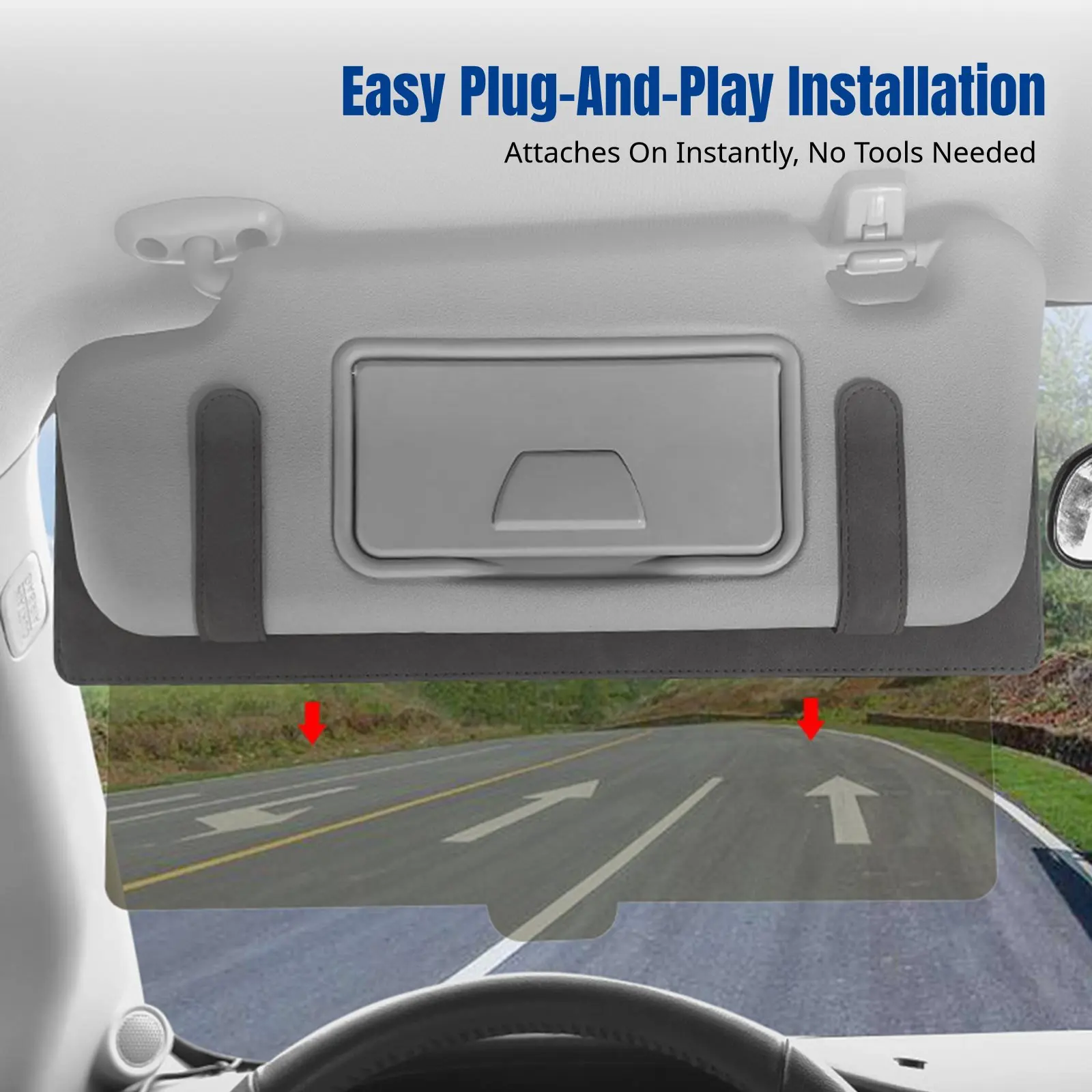 

Anti-Glare Car Sun Visor, Personalized Insignia, Universal Fit, Adjustable Sunshade Panel, FastenOn, Litchi Texture, Vision