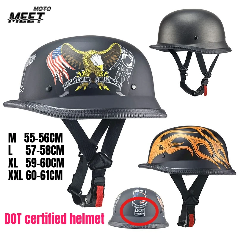 

Мотошлем DOT-сертифицированный, винтажный, для круизеров, полуоткрытый, немецкий, модный, для езды на мотоцикле