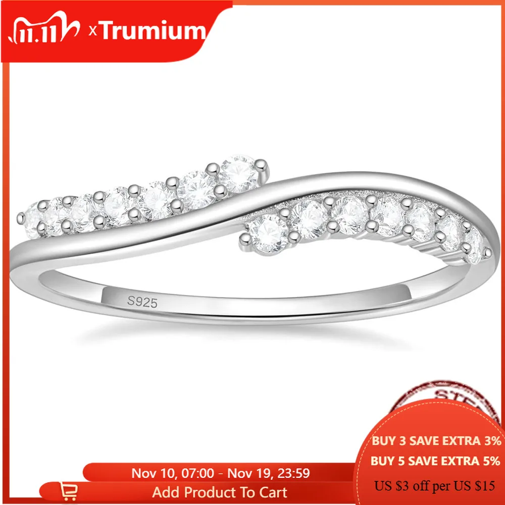 

Trumium s925 Sterling Silver Wedding Bands for Women Twisted Wave Eternity Ring Stackable Cubic Zirconia Engagement Rings