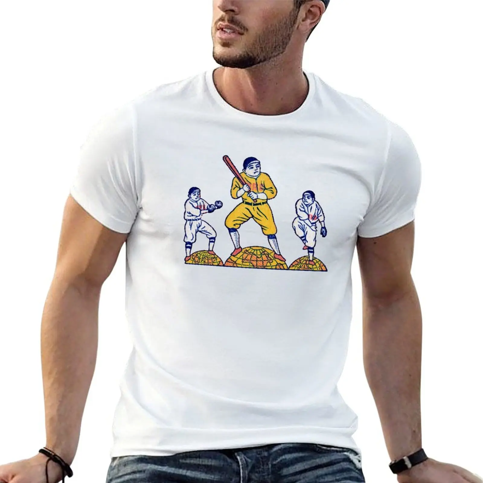 Camiseta de beisebol japonesa de 1900, camiseta com estampa personalizada, camiseta masculina casual, camiseta preta de algodão lisa para homem, pacote de camisetas.