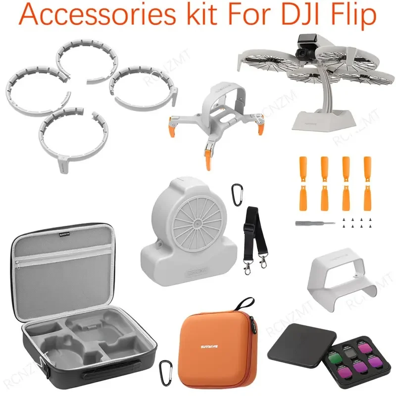 Accessories Kit for DJI Flip Landing Gear Lens Cap Propeller Guard Cage Holder Filter RC 2 Controller Silicone Case bag
