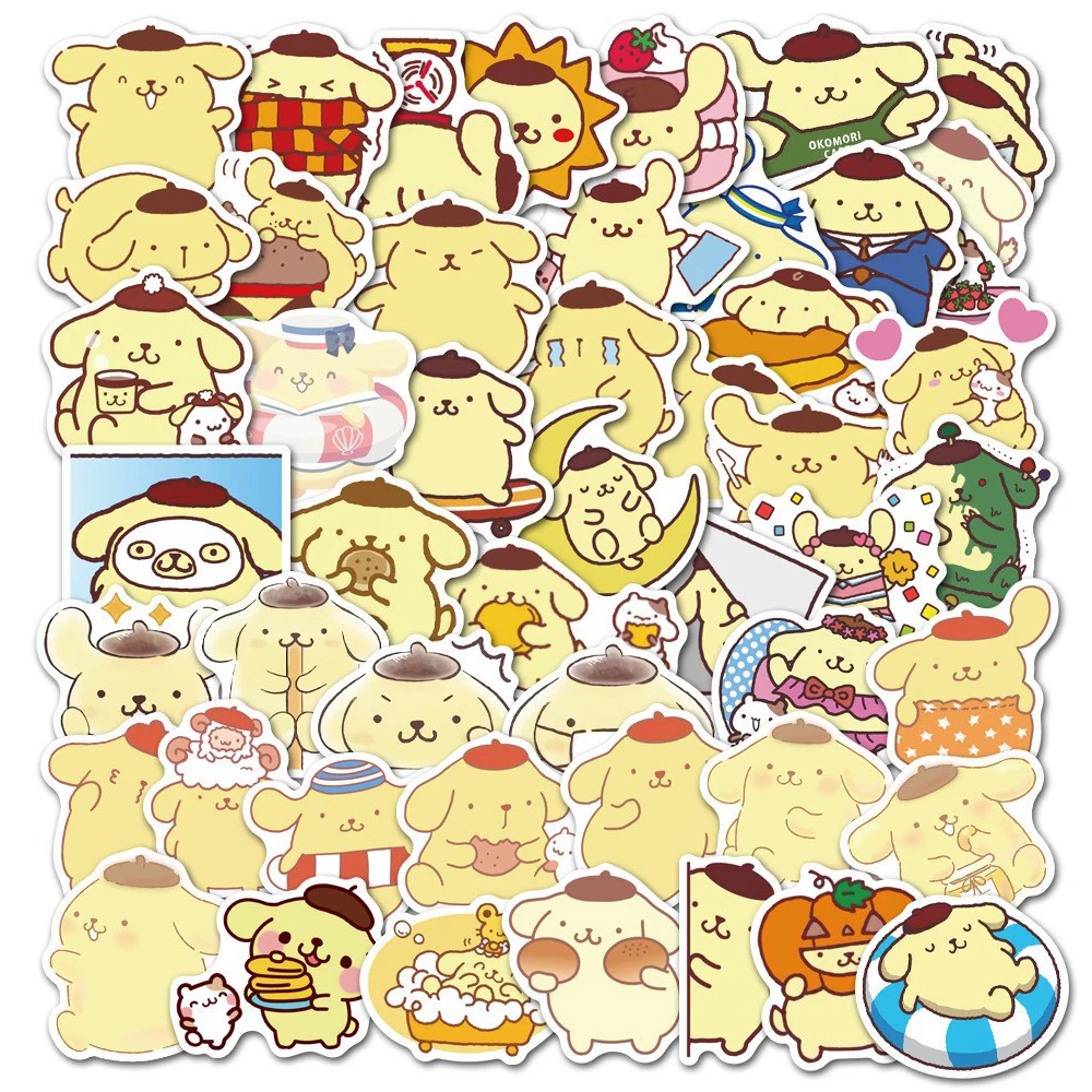 10/30/50pcs Pompom Purin Sanrio Cartoon Stickers Cute Sticker Decoration Toy DIY Laptop Water Bottle Phone Kids Graffiti Decals