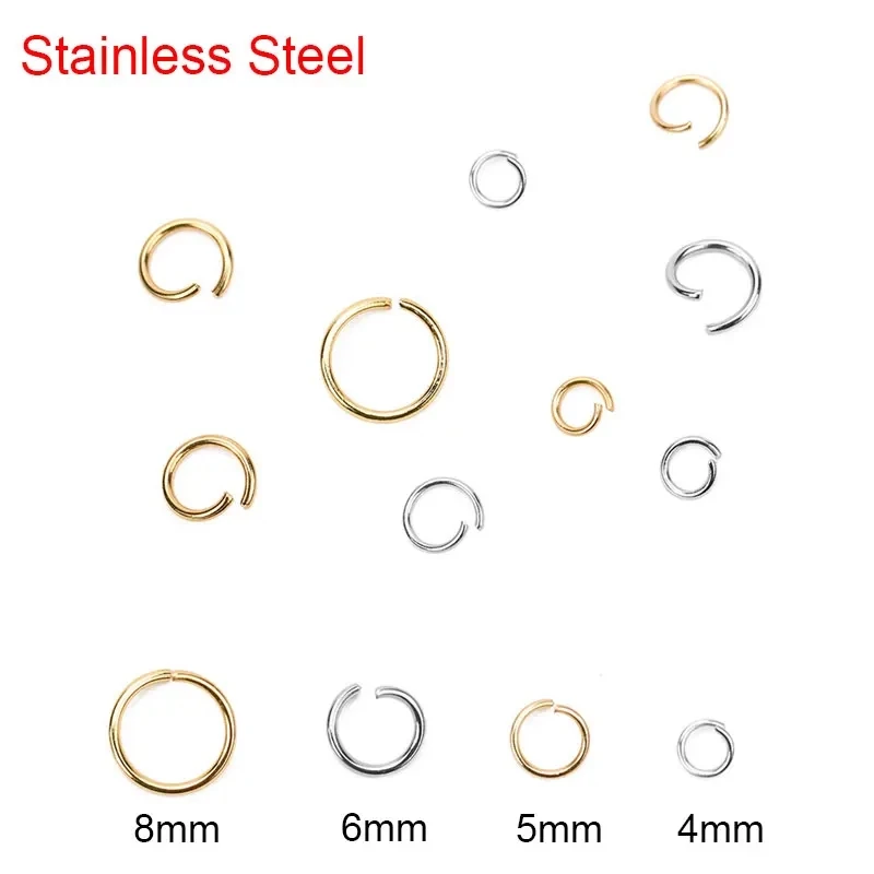 

100 шт., никогда не выцветают, открытые кольца из нержавеющей стали, 4/5/6/8/10 мм, разрезные кольца, разъемы для ожерелья, браслета, ювелирных изделий