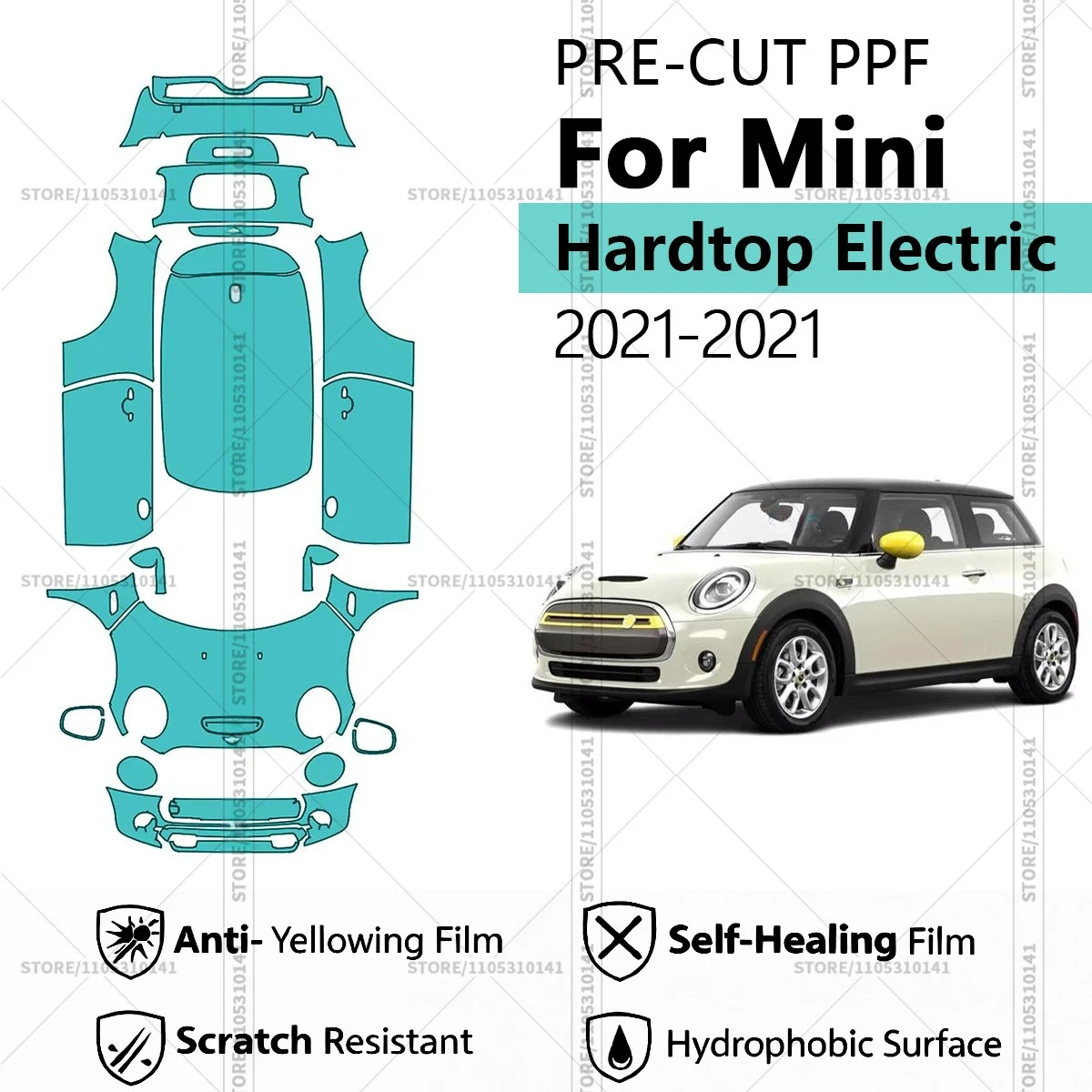 

Защитная пленка PPF для Mini Hardtop Electric 2021-2021, предварительно вырезанная, прозрачная, профессиональная автомобильная пленка PPF
