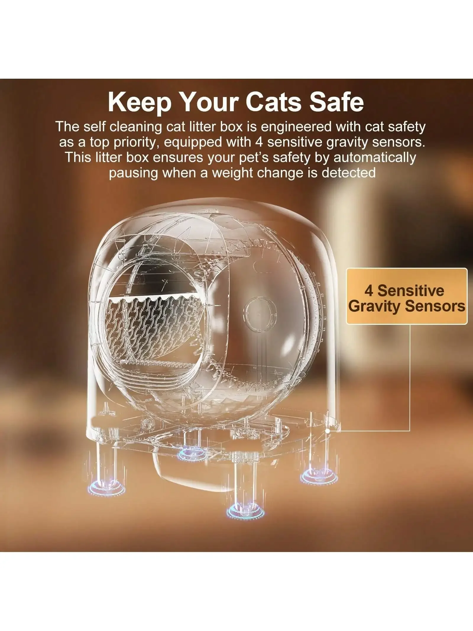 Petree Automatic Cat  Box 56L Large Capacity Self-Cleaning APP Control Easy Clean Features Safety Protection Odor