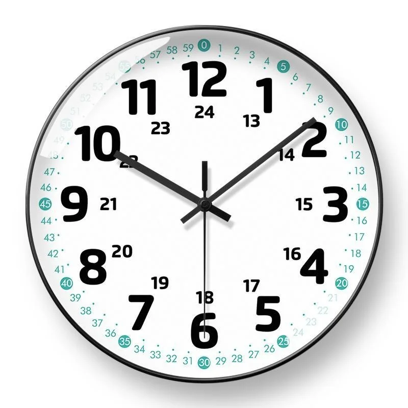 Student clock bedroom silent wall clock classroom children's room wall hanging early learning watch recognition wall watch