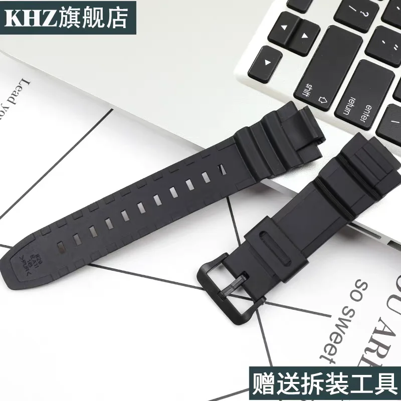 16 مللي متر الرجال الراتنج حزام (استيك) ساعة اكسسوارات ل كاسيو MCW-100H 110H W-S220 HDDS100 5434 حزام ساعة اليد المرأة المطاط الرياضة معصمه #5