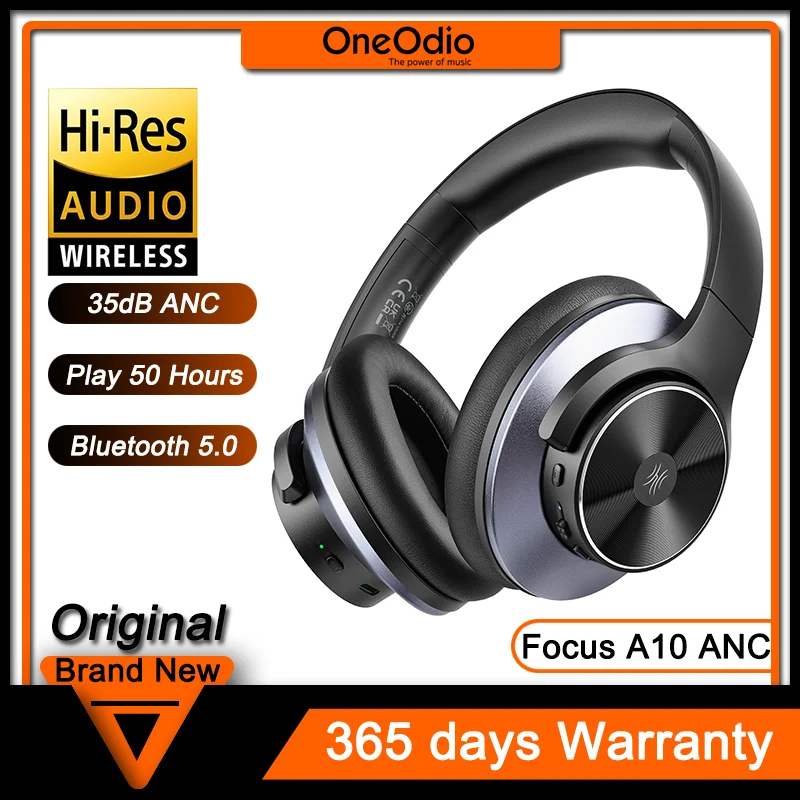 

Oneodio A10 Hybrid Active Noise Cancelling Headphones Bluetooth With Hi-Res Audio Over Ear Wireless Headset ANC With Microphone