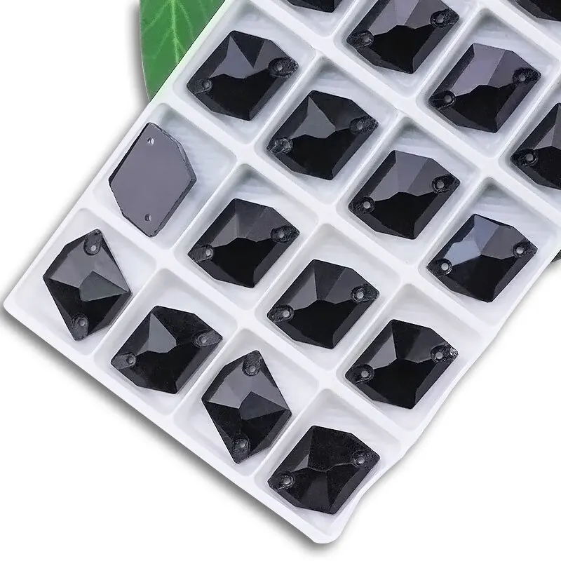Jet Black Sew On Rhinestone Sewing Crystal Glass Stone Top Quality Stone For Needlework Bag Clothes DIY Design Decoration