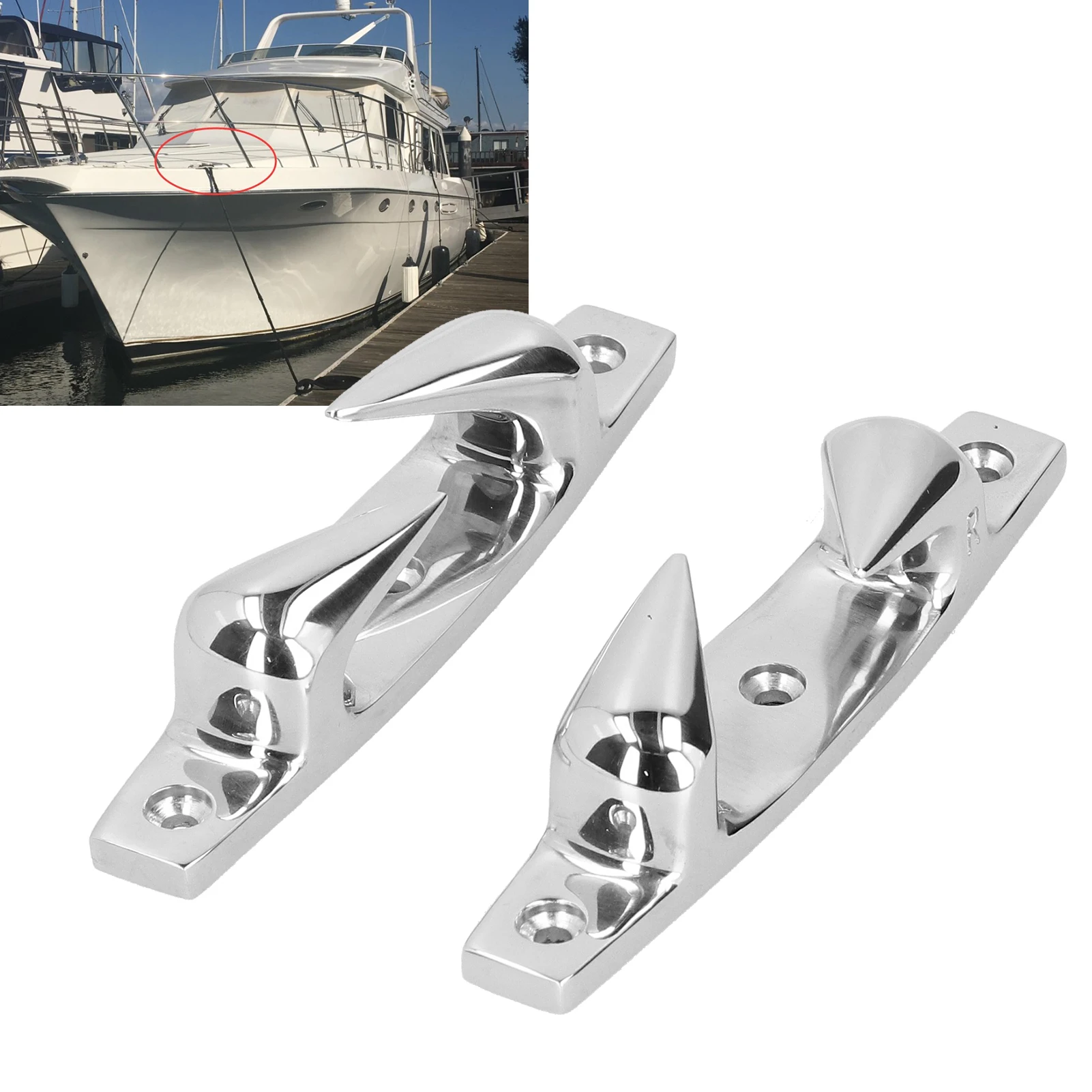 Marine Boat Anchor Cleats, 316 Aço Inoxidável Fairlead, Yacht Dock, Esquerda e Direita, 4.69in, 2Pcs