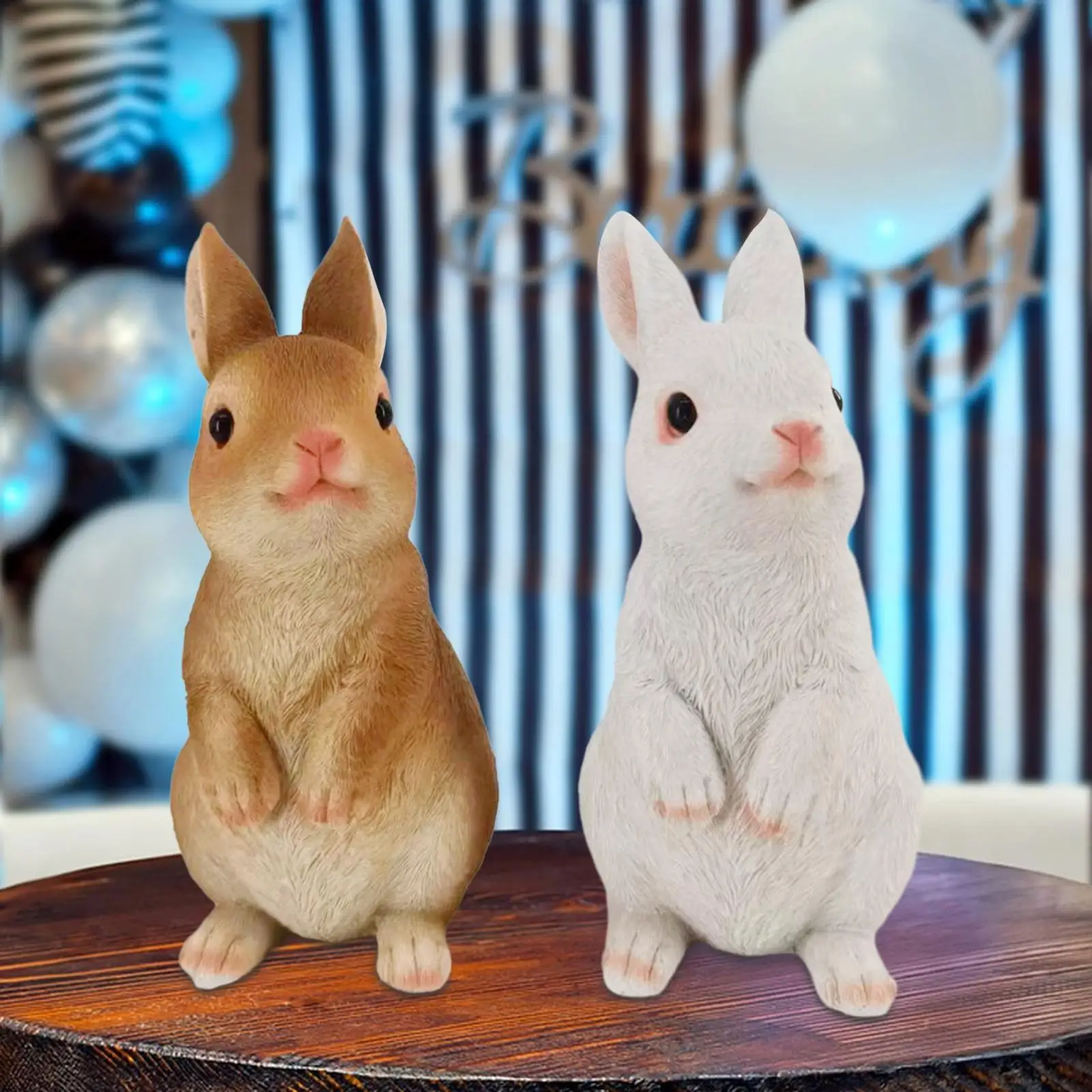 

2Pcs Bunny Figurines Easter Gifts Small Desktop Ornaments Resin Animal Statues for Courtyard Outside Garden Balcony Farmhouse