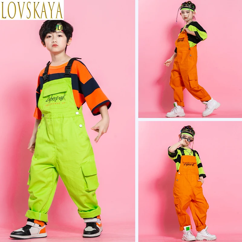 Children's hip-hop and street dance performance suit, girl model runway costume, fashionable boy backpack pants, fashionable set