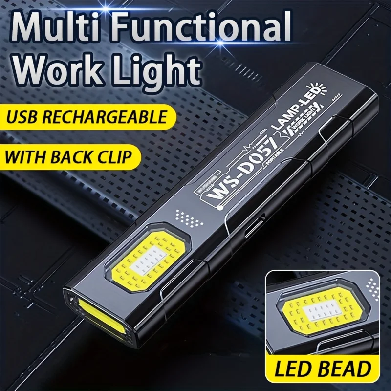 Mini EDC Flashlight with Tail Magnet USB Rechargeable COB Pocket Work Light with Pen Clip for for Emergency Maintenance Outdoor
