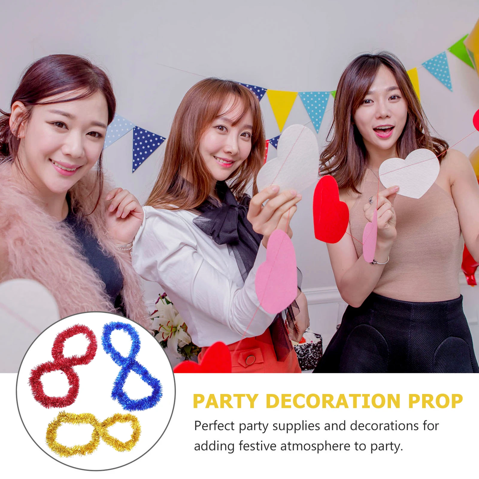 

3Pcs Colorful Strip Tinsel Garland Pendant Pet Ribbon Party Wedding Backdrop Decoration Glitter Garland for DIY Events