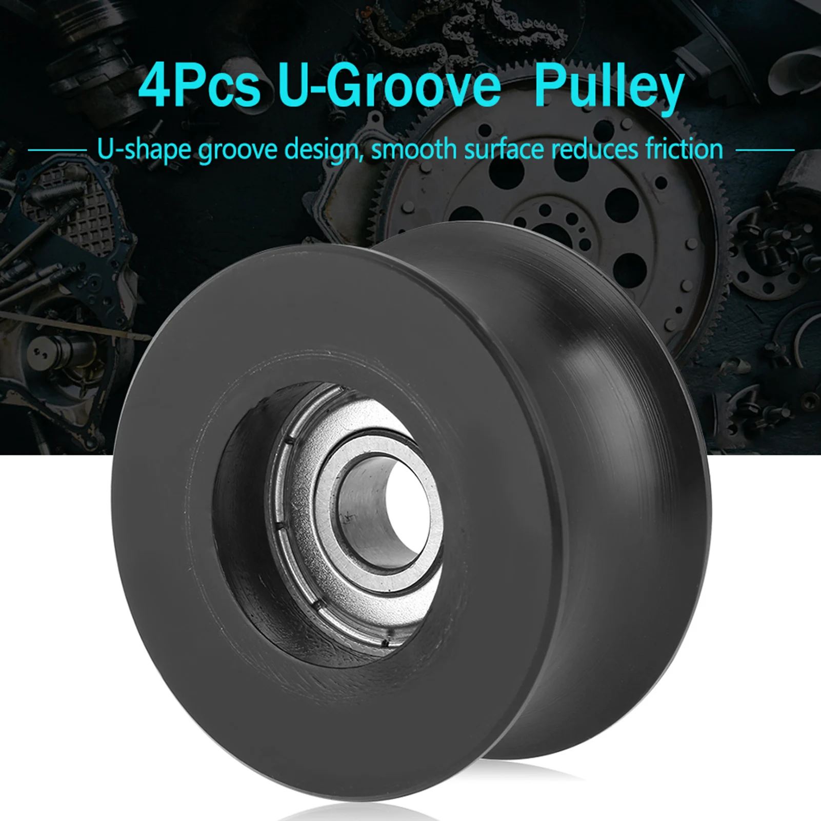 4pcs 0840UU U Type U-Groove Pulley Roller Guide Wheel 8x39.5x20.1mm Metal+plastic