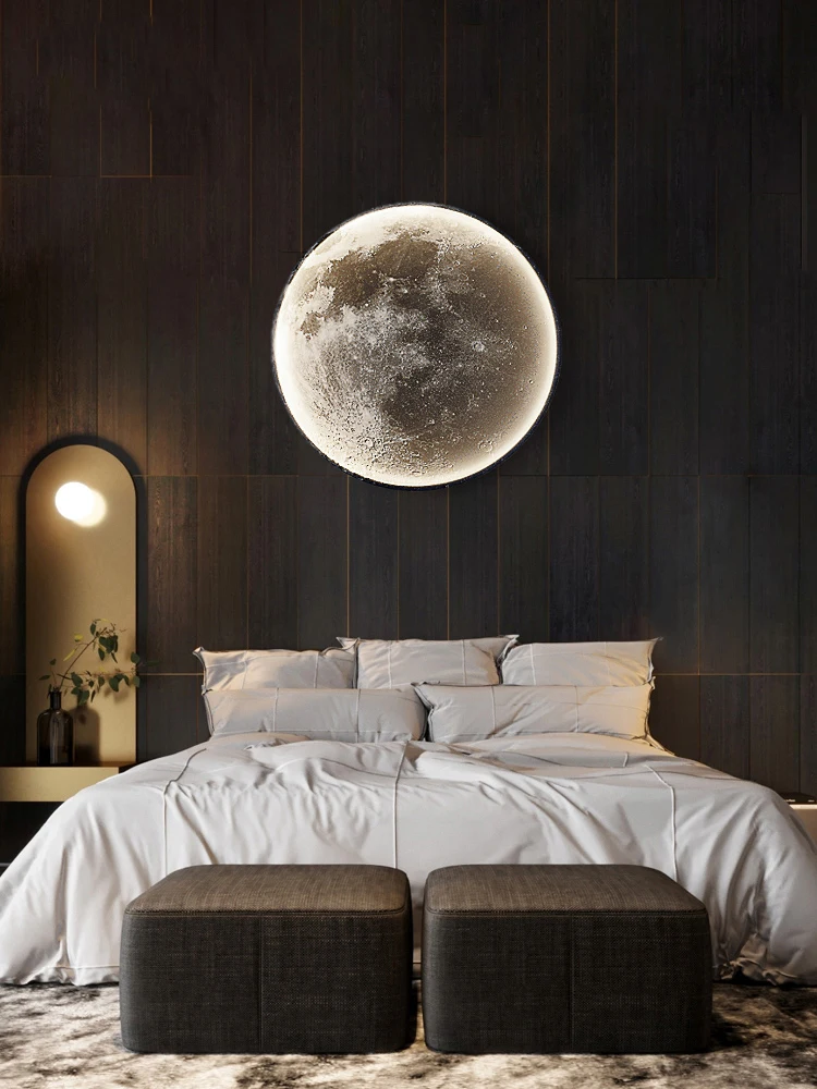 Moon wall lamp modern light luxury creative aisle hallway mural lamp art living room background decoration bedroom bedside lamp