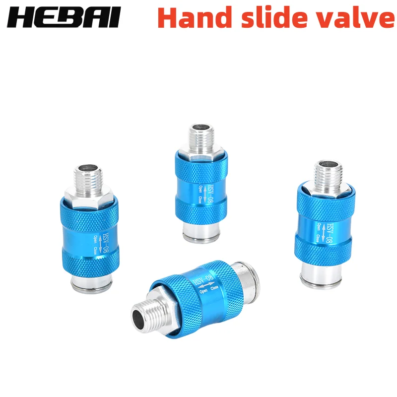 HEBAI Pneumatic Hand Slide Valve HSV-06 HSV-08 HSV-10 HSV-15 Flow Control Manual Switch G1/8 1/4 3/8 1/2 BSPT Thread