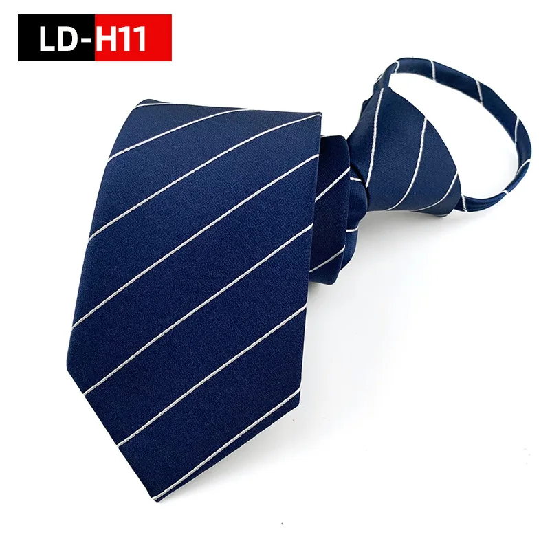 7cm Mens Tie Pre-tied Business Wedding Easy Wear Neck Tie Zipper Lazy Pre-tied Korean Style Striped Solid Necktie